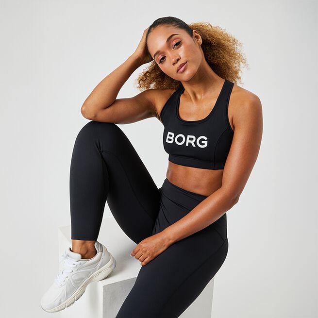 Borg Mid Support Sports Bra, Black Beauty, L  Borg Mid Support Sport-bh Svart