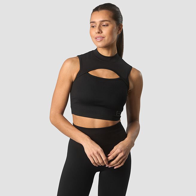V Shourai Cropped Tank Top, Black