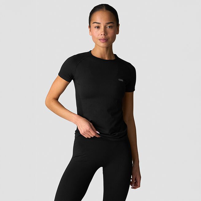 Define Seamless High Neck T-shirt, Black, L Seamless T-shirt Svart
