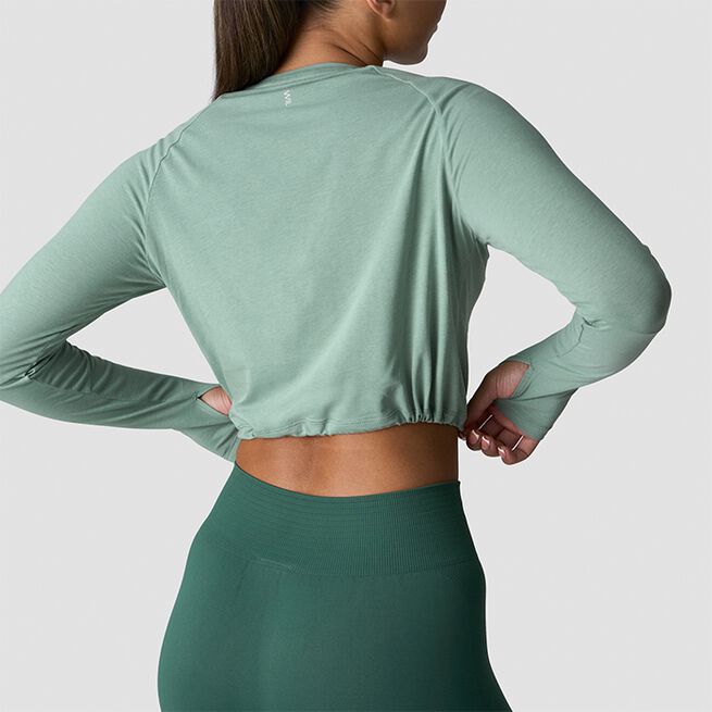 Define Cropped Adjustable Long Sleeve, Light Moss, L  Define Långärmad Tröja Grön