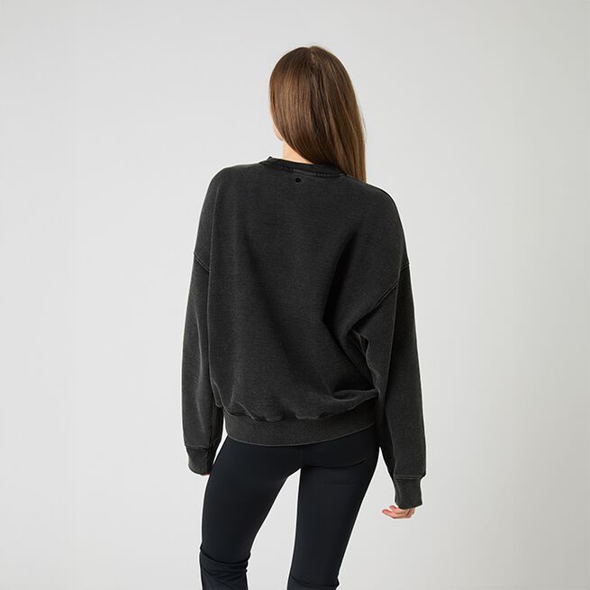 Borg Oversized Logo Sweatshirt, Washed Out Black, S  Oversized Logo Sweatshirt Svart
