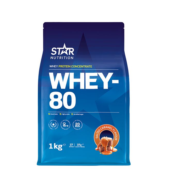 Star nutritio whey-80 protein shake Salted caramel Whey-80 Vassleprotein 1 kg Salted caramel