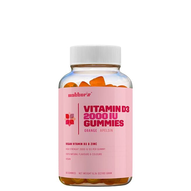 Vitamin D3 2000 IU + Zink 60 st Gummies Apelsinsmak Vitamin D3 2000 IU + Zink 60 Gummies Apelsin