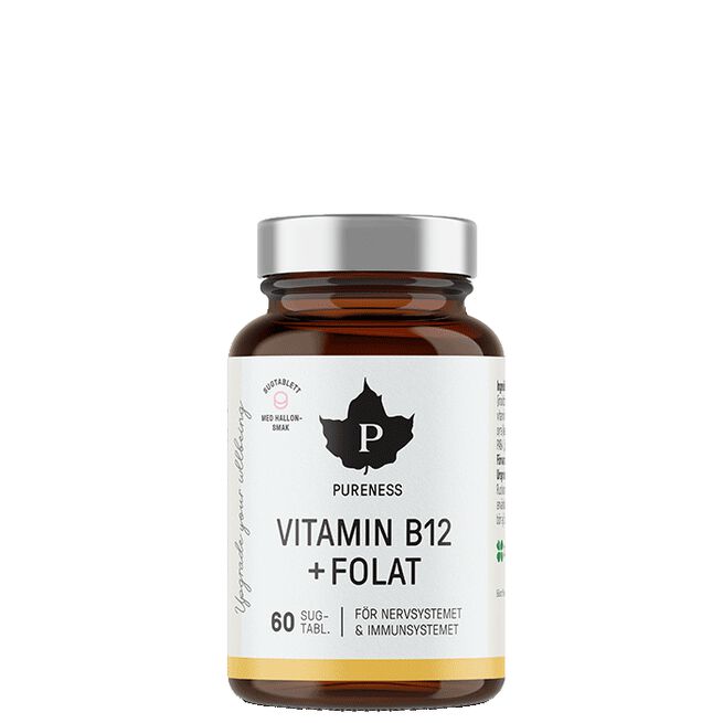 Vitamin B12 + Folat Hallon 60 sugtabletter 