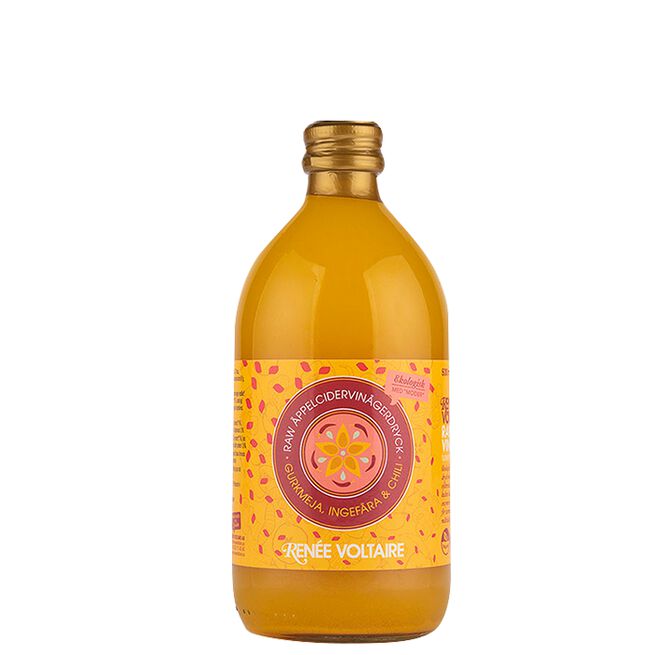 Äppelcidervinägerdryck Gurkmeja Ingefära Och Chili 500 ml Äppelcidervinägerdryck Gurkmeja Ingefära Och Chili 500 ml