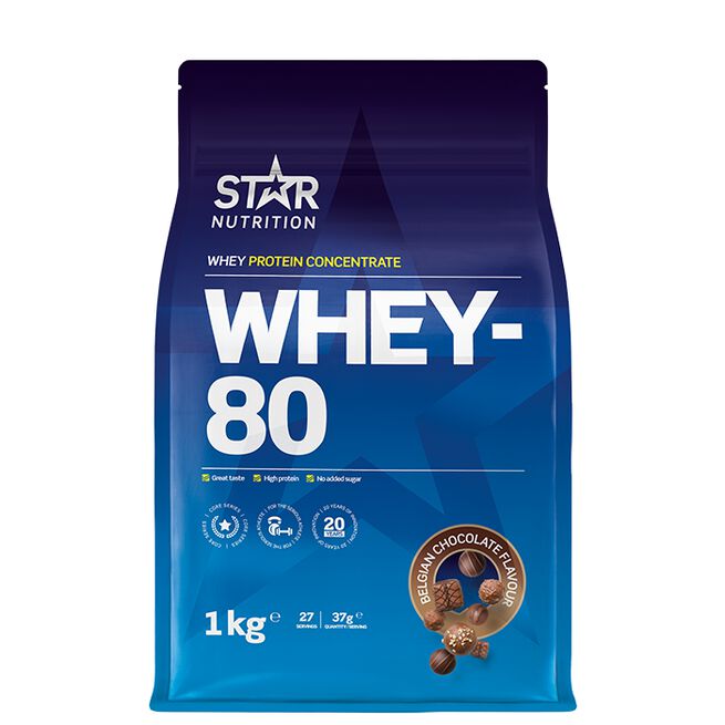 Whey-80, 1 kg, Belgian Chocolate Whey-80 Vassleprotein 1 kg Belgian Chocolate