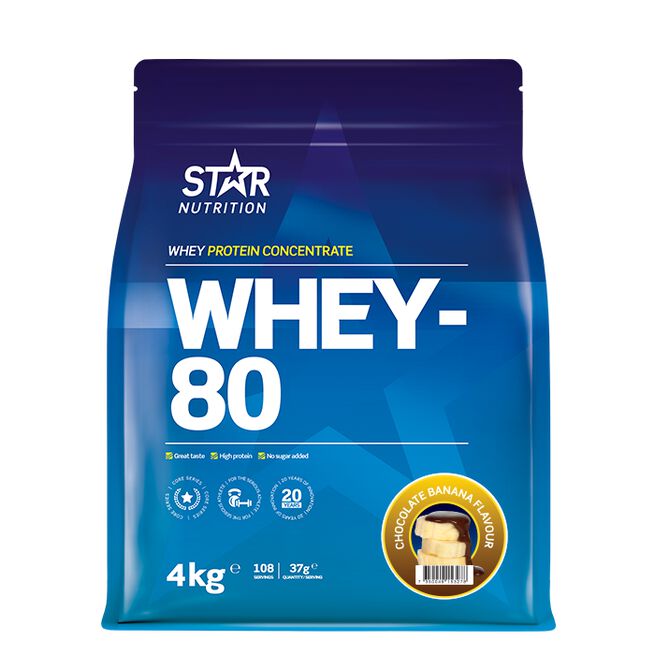 Whey-80, 4 kg, Chocolate Banana Whey-80 Vassleprotein 4 kg Chokladbanan