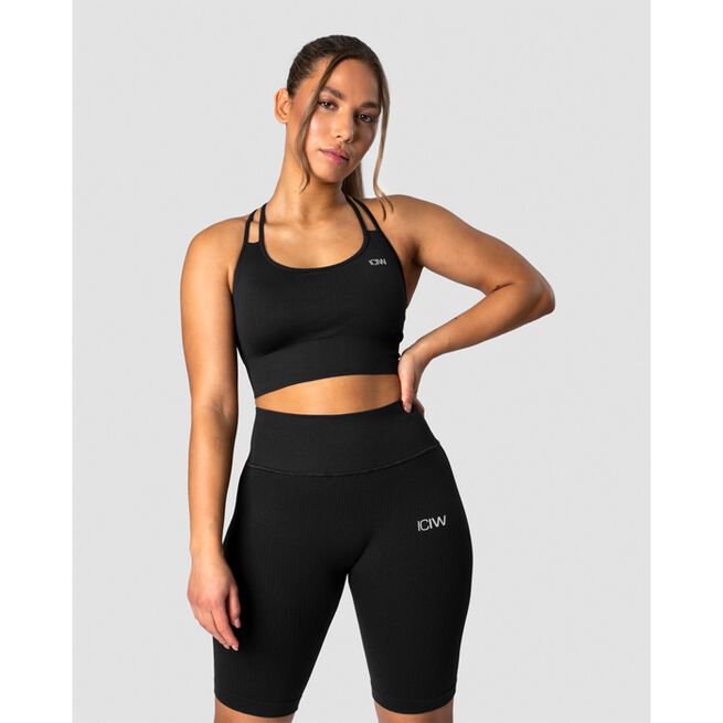 Ribbed Define Seamless Sports Bra, Black, S Ribbed Define Seamless Sports Bra, Black