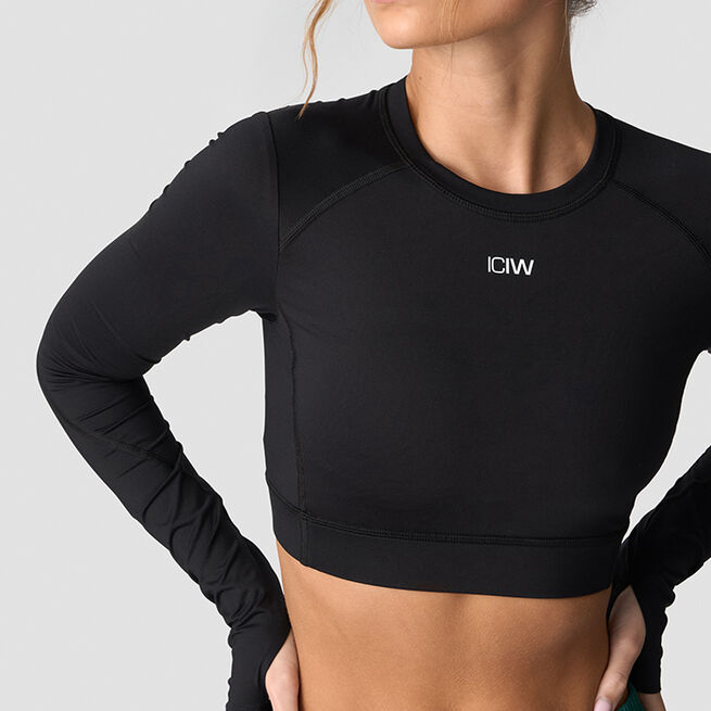 ICIW Contrast Cropped Long Sleeve, Black Contrast Träningströja Svart