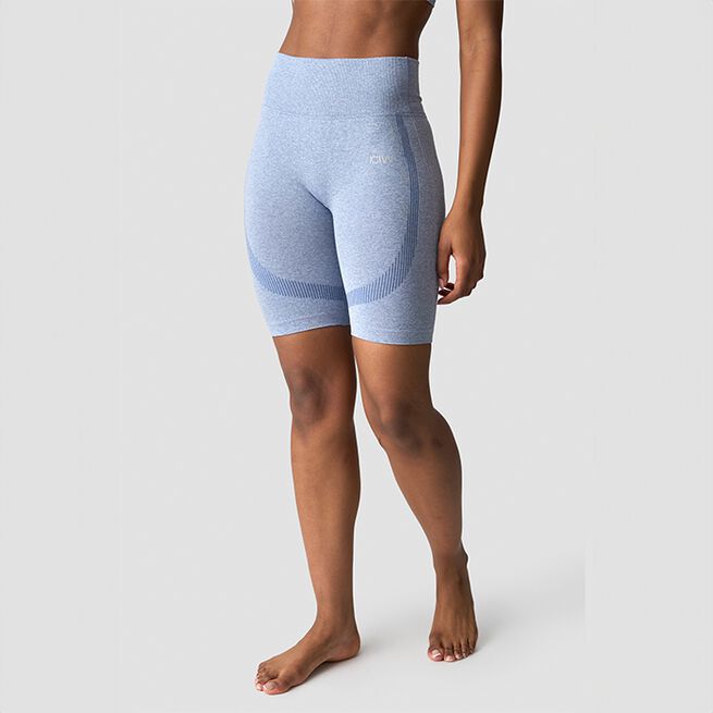 Soft Seamless Biker Shorts, Metal Blue Melange, L  Soft Seamless Cykelshorts Blå