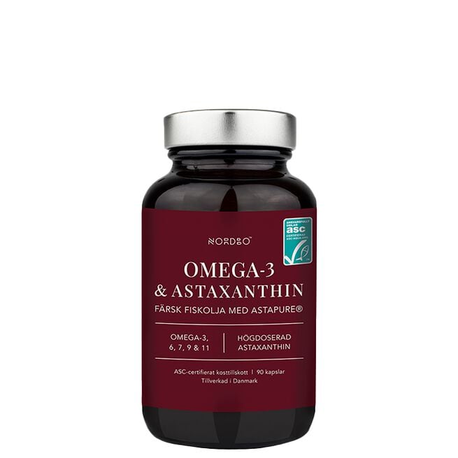 Nordbo, Omega-3 & Astaxanthin, 90 kapslar Omega-3 & Astaxanthin 90 kapslar