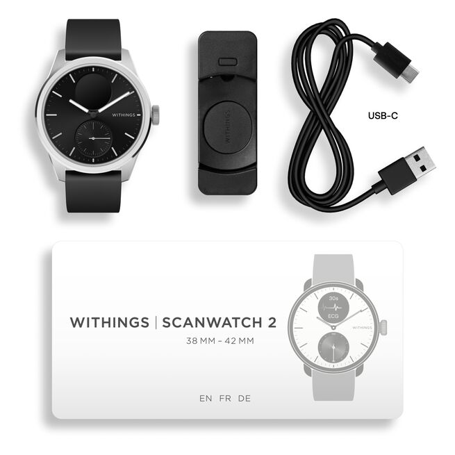 Withings Scanwatch 2, 42mm, Black  Träningsklocka Scanwatch 2 42mm Black