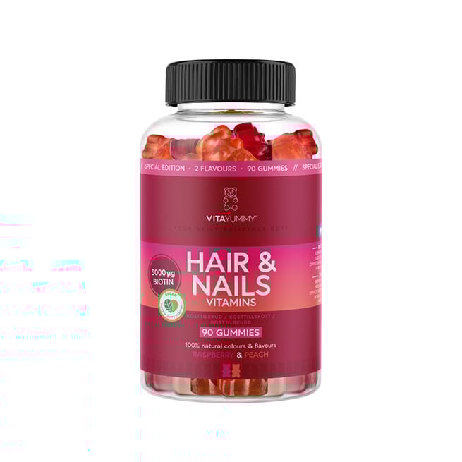 Hår & Naglar Hallon & Persika 90 Gummies Hår & Naglar Vitaminer 90 Gummies Hallon Persika