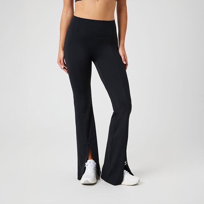 Studio Flared Slit Tights, Black Beauty, L Studio Flared Slit Träningstights Svart