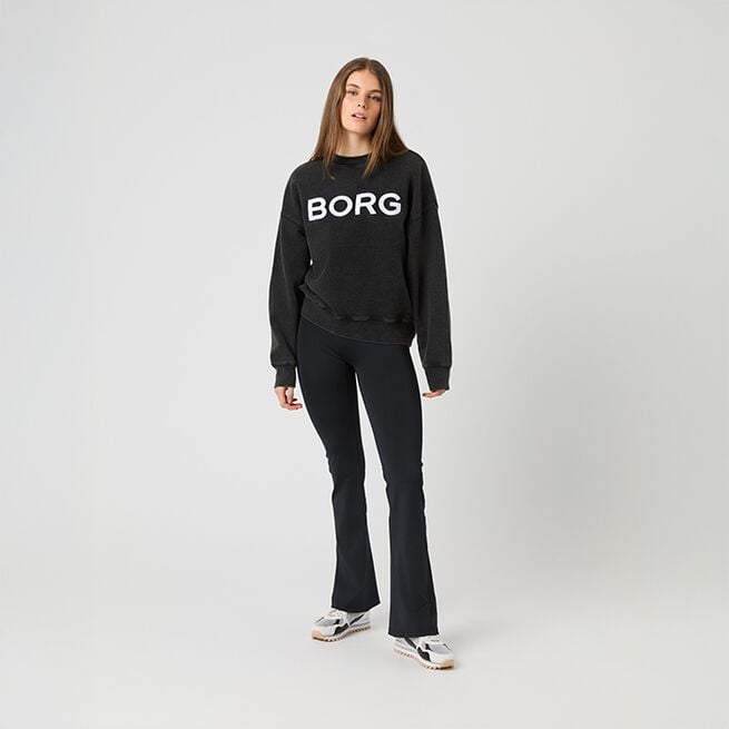 Borg Oversized Logo Sweatshirt, Washed Out Black, S  Oversized Logo Sweatshirt Svart