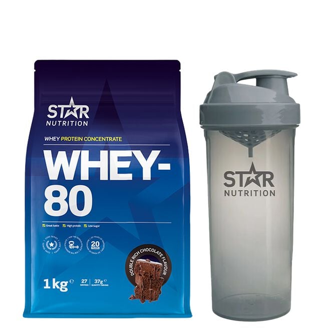 Whey-80 1 kg + Shaker Grey 800 ml Whey-80 1 kg + Shaker Grey 800 ml