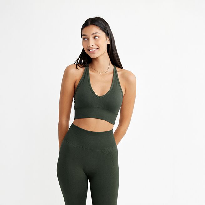 Signature V-Shape Bra, Dark Green, XS Sport-Bh Mörkgrön