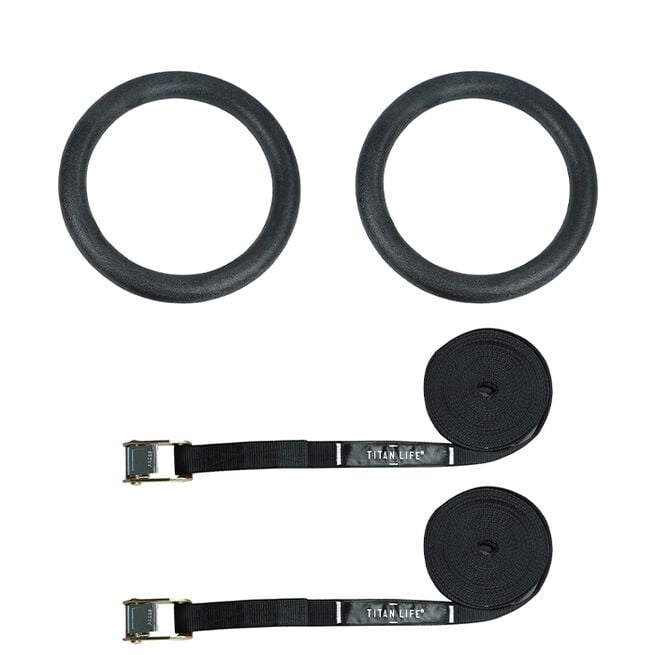 Titan Life Gym Rings, Black Gym Rings Romerska Ringar Svart