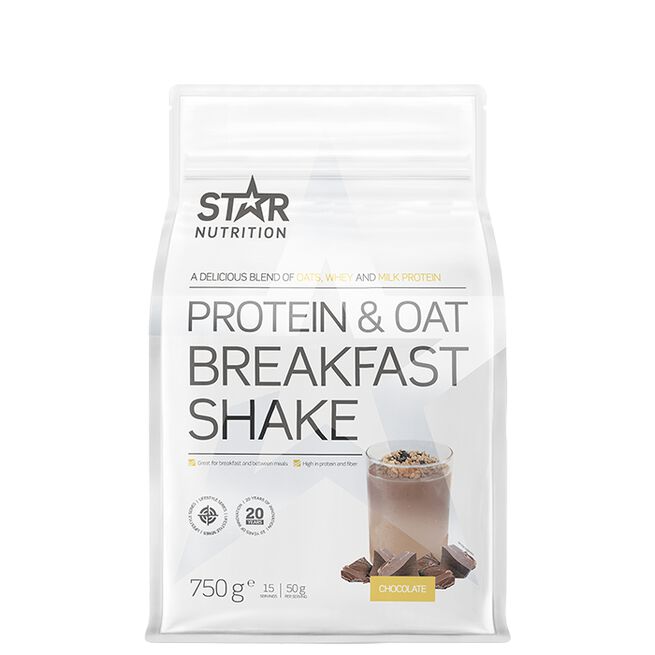Star nutrition protein and oat breakfast shake Chocolate Protein & Oat Breakfast Måltidsersättnings Shake 750 g Chocolate