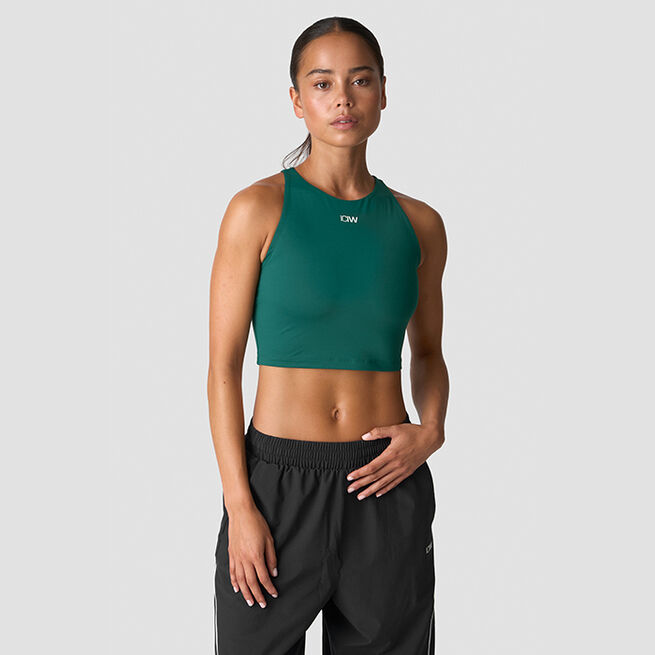 ICIW Contrast Cropped Tank Top, Deep Emerald Contrast Träningstopp Grön