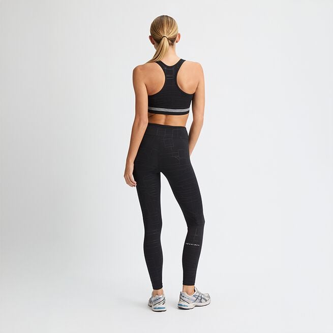 Logo Effect High Waist Tights, Black Logo Emboss, L  Logo Effect Emboss Tights Svart