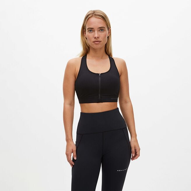 Front Zip Sportsbra, Black, S Front Zip Sportsbra, Black