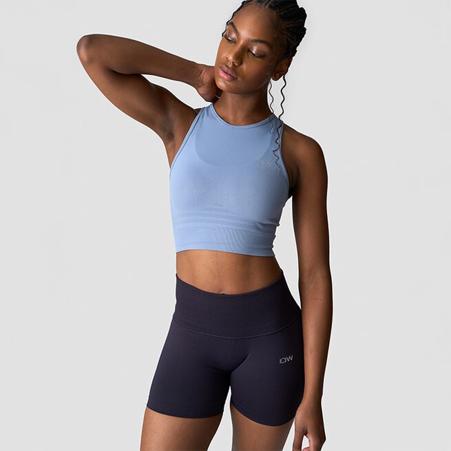 Define Seamless Cropped Tank Top, Metal Blue, L  Define Seamless Cropped Linne Blå