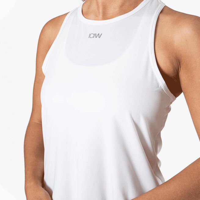 High Neck Tank Top, White Träningslinne Vit