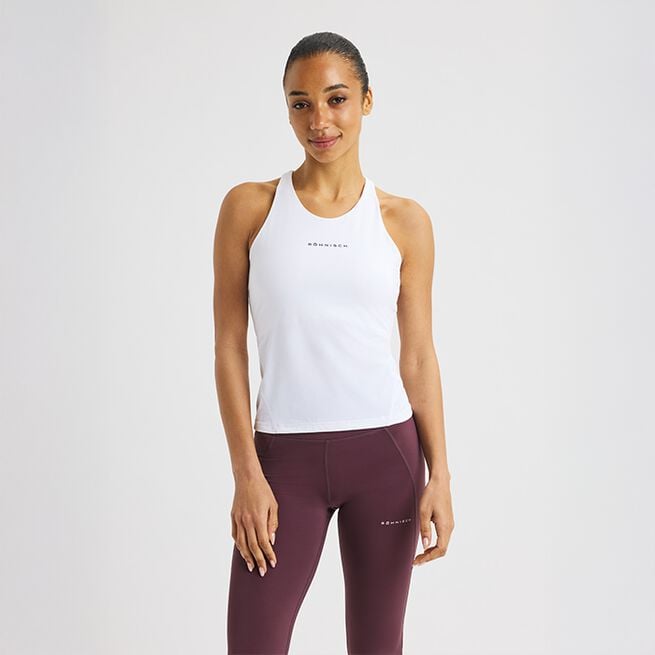 Jacquard Tank, White, L Jacquard Linne Vit