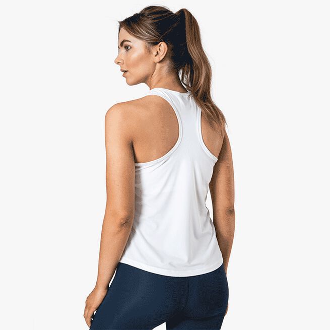 High Neck Tank Top, White Träningslinne Vit
