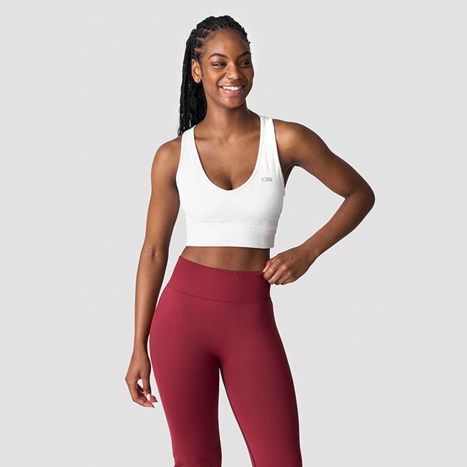 Ribbed Define Seamless Cropped V-neck Tank Top, White Ribbat Seamless Croppad Träningstopp Vit