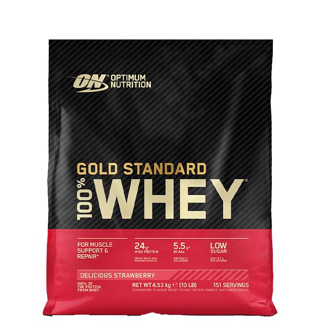 100% Whey Gold Std, 4545 g, Delicious Strawberry 100% Whey Gold Standard Vassleprotein 4545 g Delicious Strawberry