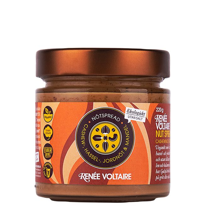 Renée Voltaire Nötsmör Cashewnöt Hasselnöt Jordnöt & Mandel 220 g Nötsmör Cashewnöt Hasselnöt Jordnöt & Mandel 220 g