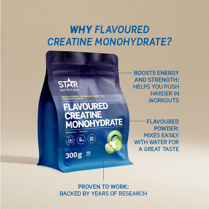 Smaksatt Kreatin Monohydrat 300 g green_apple_new