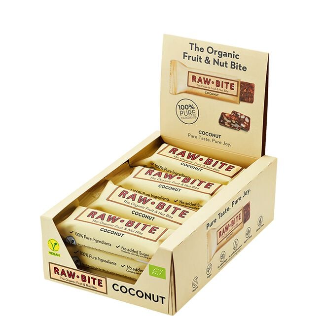 Rawbite bar 50g x12 12 x Frukt & Nötbar 50 g Kokos