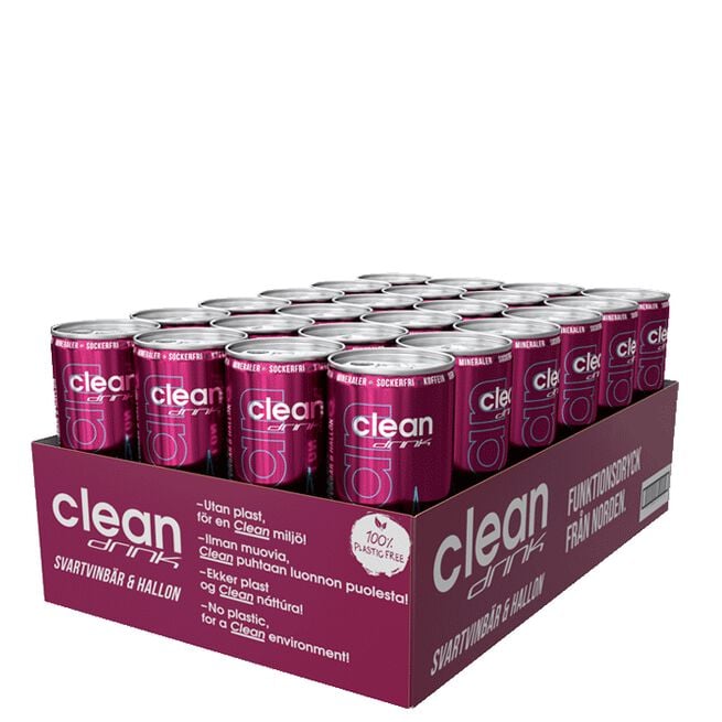 24 x Clean Drink, 330 ml, Svartvinbär & Hallon Flak 24 x Clean Drink 330 ml Svartvinbär & Hallon