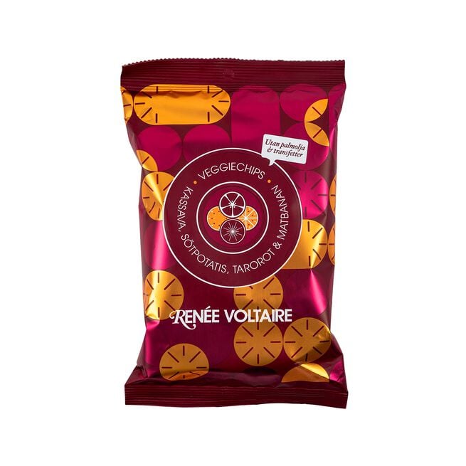 Veggiechips Kassava, Tarorot, Sötpotatis & Matbanan 115g Veggiechips – Kassava, Tarorot, Sötpotatis & Matbanan 115 g Havssalt
