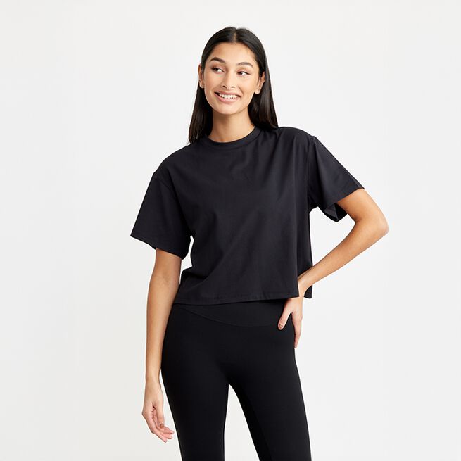 Butter Soft Cropped Tee, Black, XS  Butter T-shirt Svart