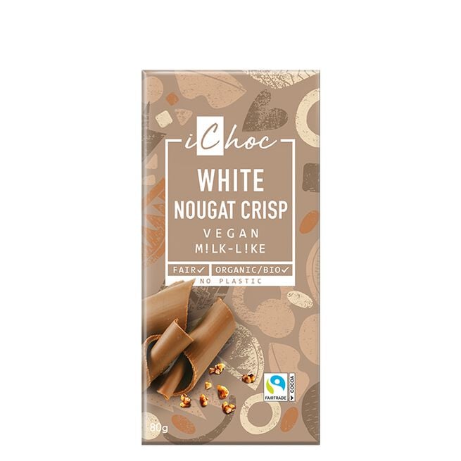 iChoc Vegansk Vit Nougat Krisp 80 g