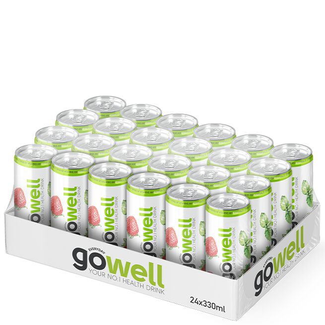 Flak GoWell Funktionsdryck 330 ml Jordgubb Hallon Mynta 24 x GoWell Funktionsdryck Flak 33 cl Jordgubb Hallon Mynta