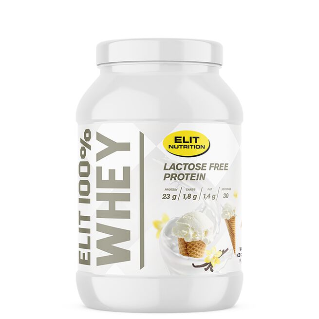 ELIT 100% Whey Lactose free, 900 g, Vanilla Ice Cream ELIT 100% Whey Laktosfritt Proteinpulver 900 g Vanilla Ice Cream