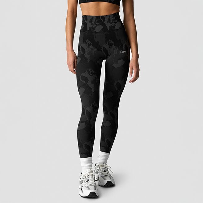 Camo Seamless Tights, Dark Grey Camo, XS Camo Seamless Tights Grå