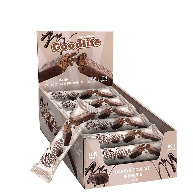 15 x Goodlife Low Sugar, 50 g, Dark Chocolate Brownie 15 x Low Sugar Proteinbar 50 g Dark Chocolate Brownie
