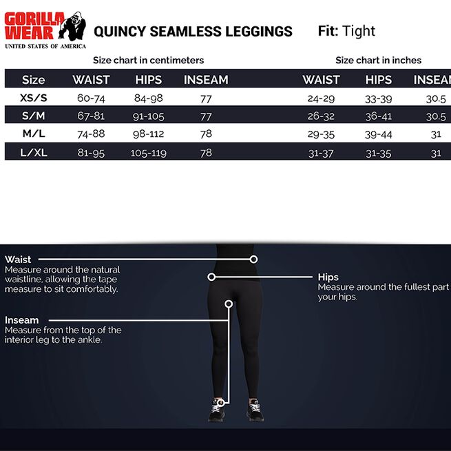 Gorilla Wear Quincy Seamless Leggings, Black Quincy Seamless Leggings, Black