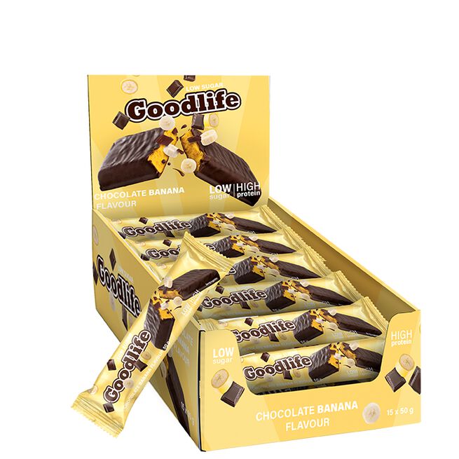 Goodlife LowSugar Chocolate Banana box 15x50g 15 x Low Sugar Proteinbar 50 g Chocolate Banana