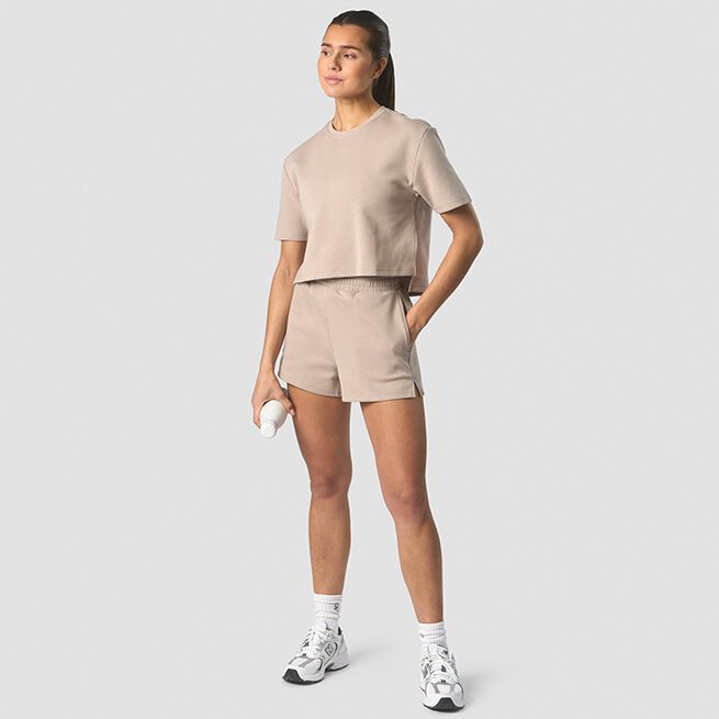 Revive Heavy Cropped T-Shirt Wmn, Light Greige Revive Heavy Cropped T-Shirt Wmn, Light Greige