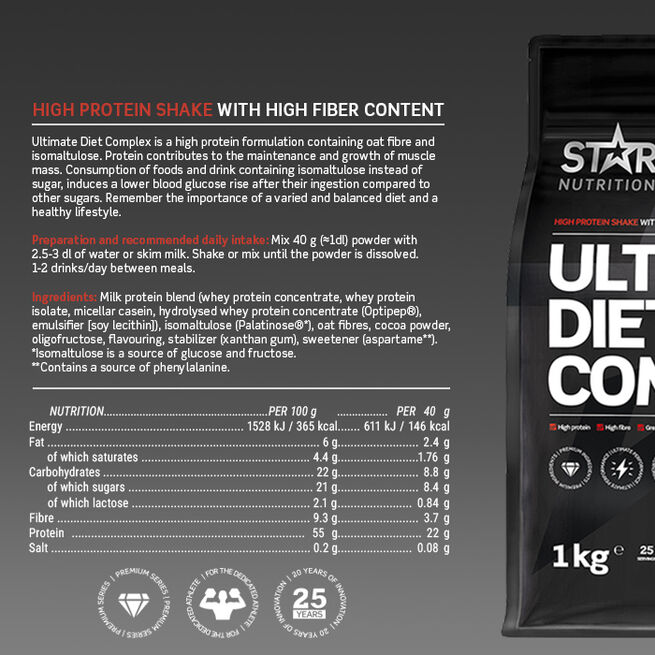 Ultimate Diet Complex, 1 kg, Jordgubb  Ultimate Diet Complex Måltidsersättning 1 kg Strawberry