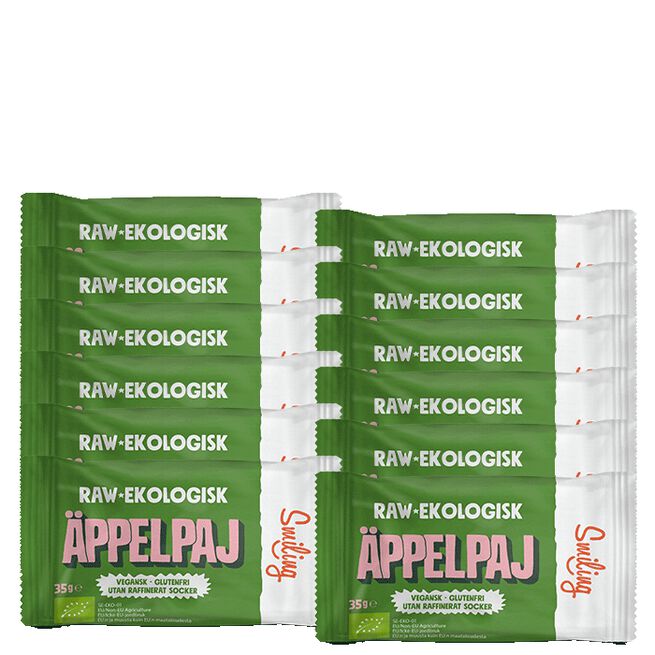 12 x Smiling Äppelpaj, 35 g 12 x Rawbar 35 g Äppelpaj