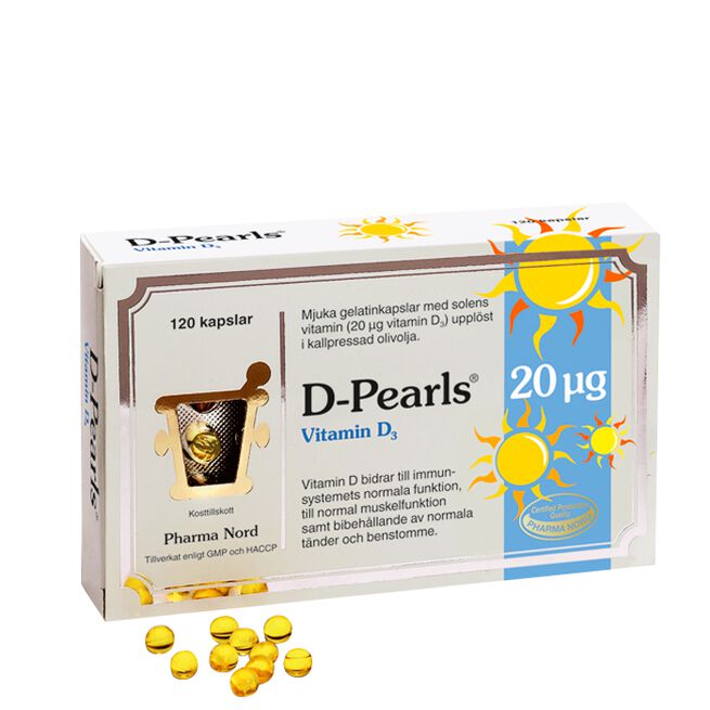 D-Pearls 20mcg 800IE Pharma Nord D-Pearls 20mcg/800IE 120 kapslar