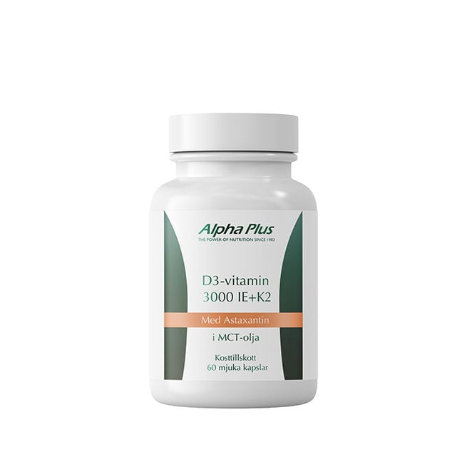 D3 3000IE + K2 och Astaxantin 60 kapslar  D3 3000IE + K2 och Astaxantin 60 kapslar